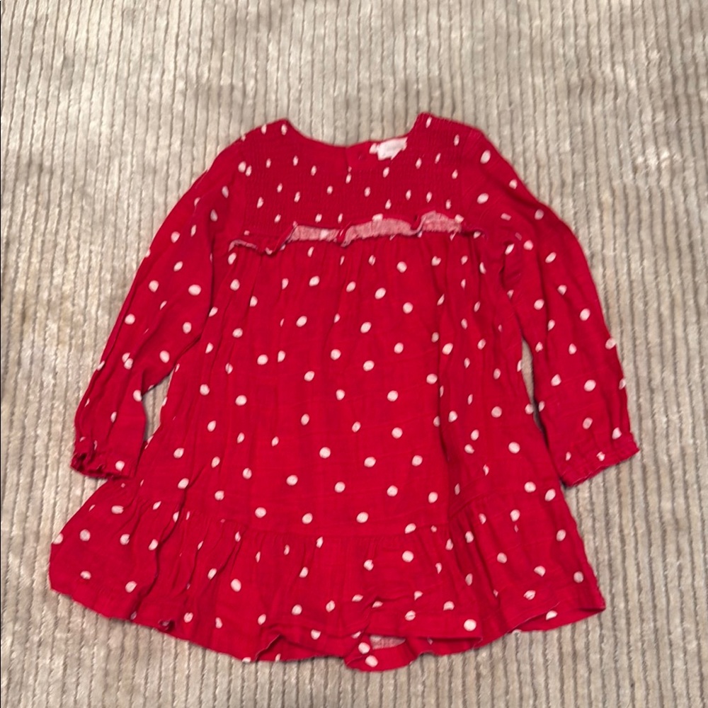 Angel Dear Red Polka Dot Long Sleeve Dress